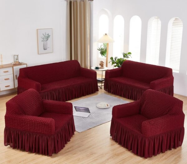 Turkish Cotton Sofa Cover (Maroon) - 7 Seater 3,2,1,1