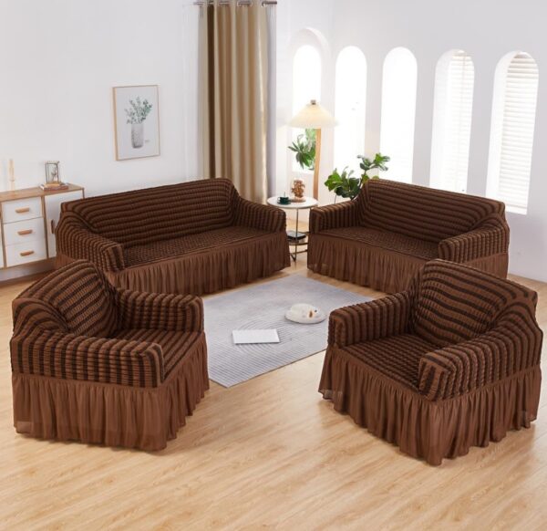Turkish Cotton Sofa Cover (Brown) - 7 Seater 3,2,1,1