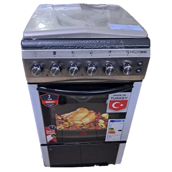 KLASS Cooker 50x60cm, 3 Gas Burners + 1 Hot Plate, Electric Oven & Grill, Rotisserie, Oven Lamp & Timer, 4TTE-5631HI