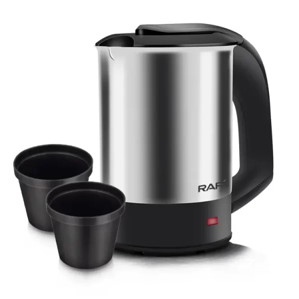 RAF Travel Electric Kettle 0.5 Liter R-7887- Silver & Black with 2 Cups