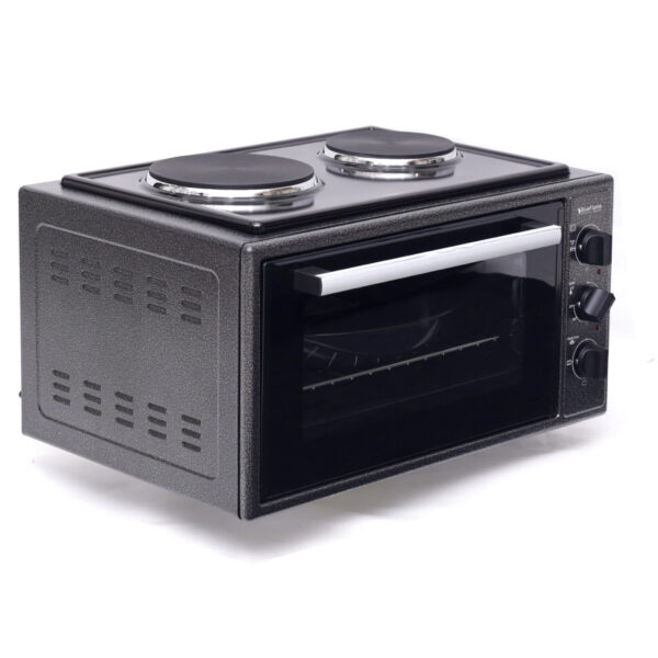 Blueflame 45 Liters Electric Mini Oven With Two Hot Plates / Hobs – Inox